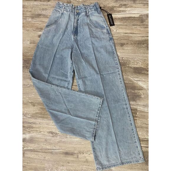 Blank NYC Stand Strong Paper Bag Wide Leg Jean Elastic Waist Women’s Size XSmall - Picture 1 of 4